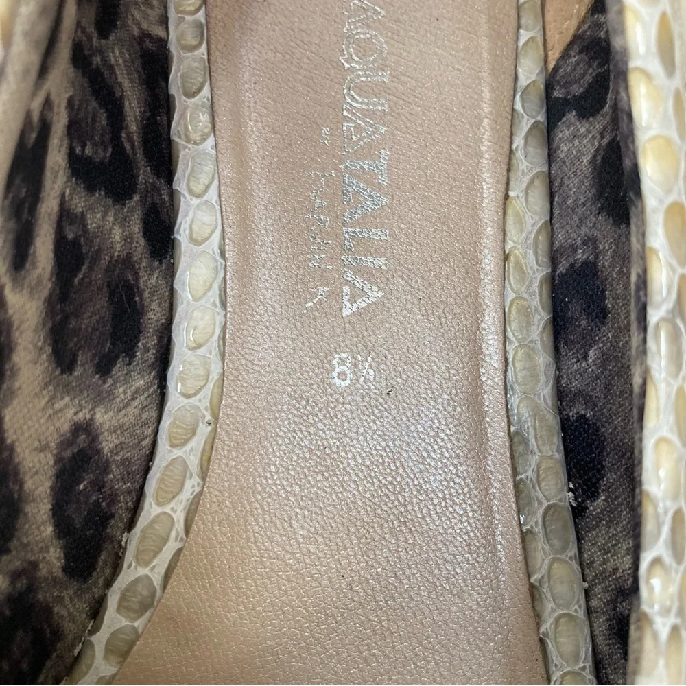 Aquatalia Snakeskin Slip On Penny Loafer Flats, Size 8.5